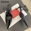 Eilyken Золото Серебро Ремешок с Пряжкой Женские Туфли Элегантный Острый Носок Низкий Каблук Летние Элегантные Вечерние Выпускные Туфли-Мюли