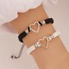 2Pcs Love Heart Couple Bracelet For Lover Women Men Hand Crafted Adjustable Rope Friends Relationship Matching Bracelets Jewelry