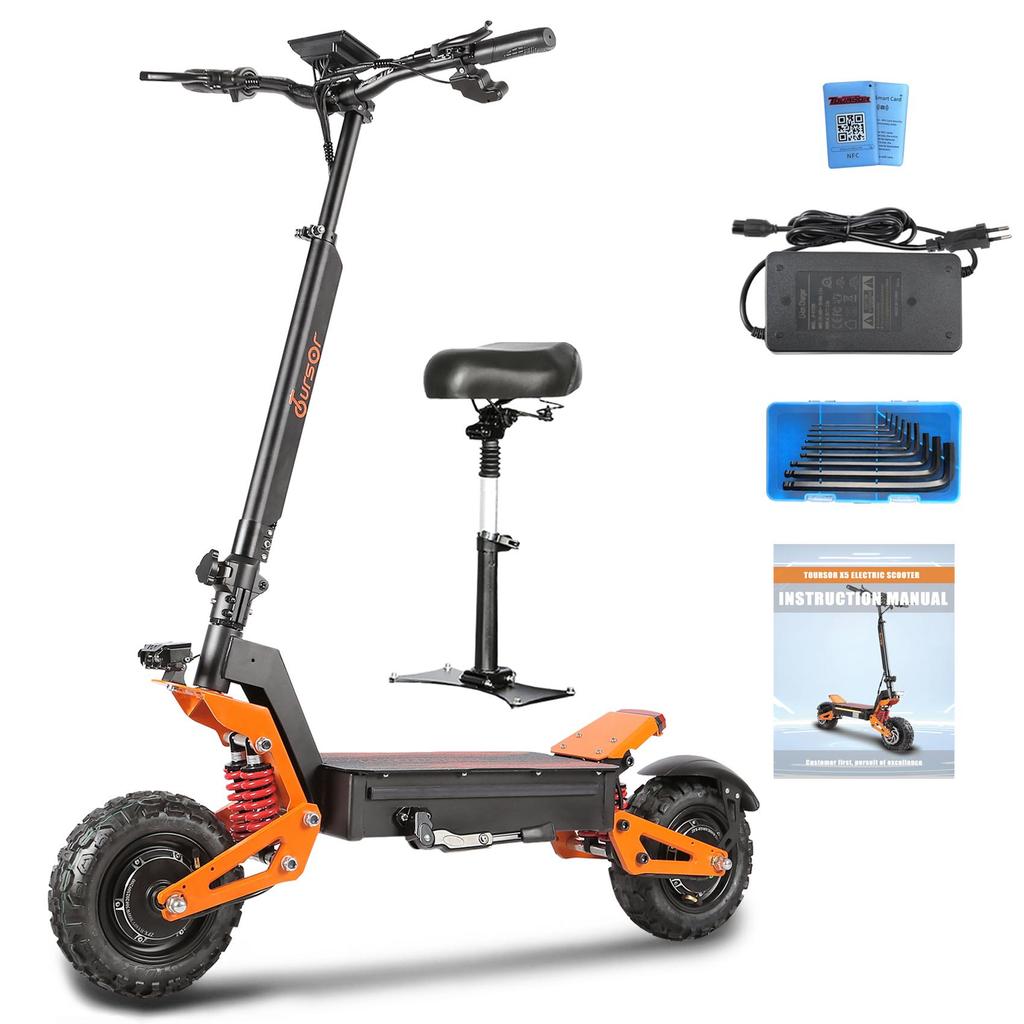 2026 new X5 6000W dual motor electric scooter 60v 35ah large battery with seat 11 inch tires adult premium mobile electric scooter