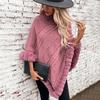 Casual Poncho for Women Solid Color Shawl Wrap Cape with Faux Fur Trim Winter Sleeveless Cloak Coat Womens Warm Pullover Luxury Knitted Sweater Poncho