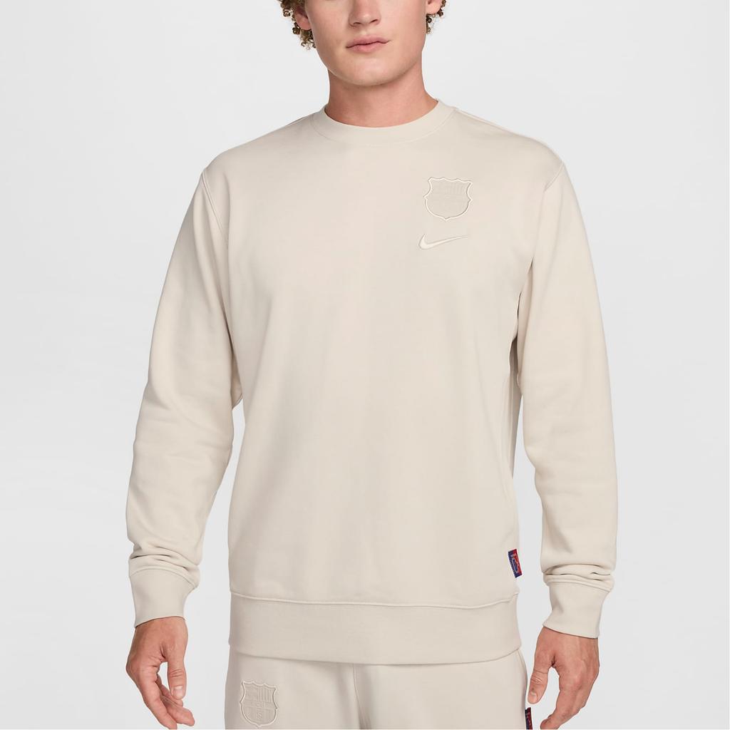 Nike Мужская повседневная толстовка FC Club FW24 Home Barcelona Series с круглым вырезом, однотонная, с длинным рукавом, светло-минерально-коричневого цвета FQ3024-104