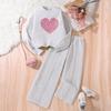 Spring and Autumn Love Pattern Long Sleeve Hoodie Long Pants Casual Two Piece Set Girl's Clothing Sets