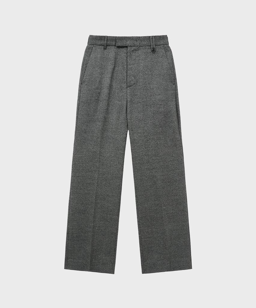 NOIRER Wool Tweed Flare Slacks (Gray)