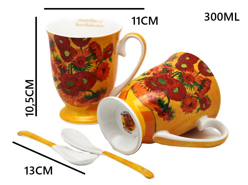 Porcelain Mugs 2 Pcs Vincent Van Gogh Sunflowers Luxury Gift