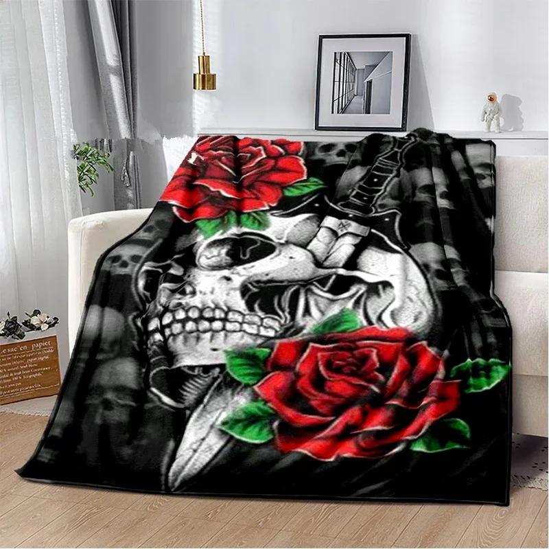 D Printed Skull Series Throw Blanket Perfect for Sofa Bed Travel or as a Birthday Gift for Kids