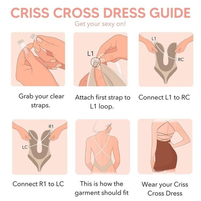 Women Shapewear Deep V-Neck Body Shaper Backless U Plunge Thong Shapers Waist Trainer Women's Clear Strap Padded Push Up Shapewear