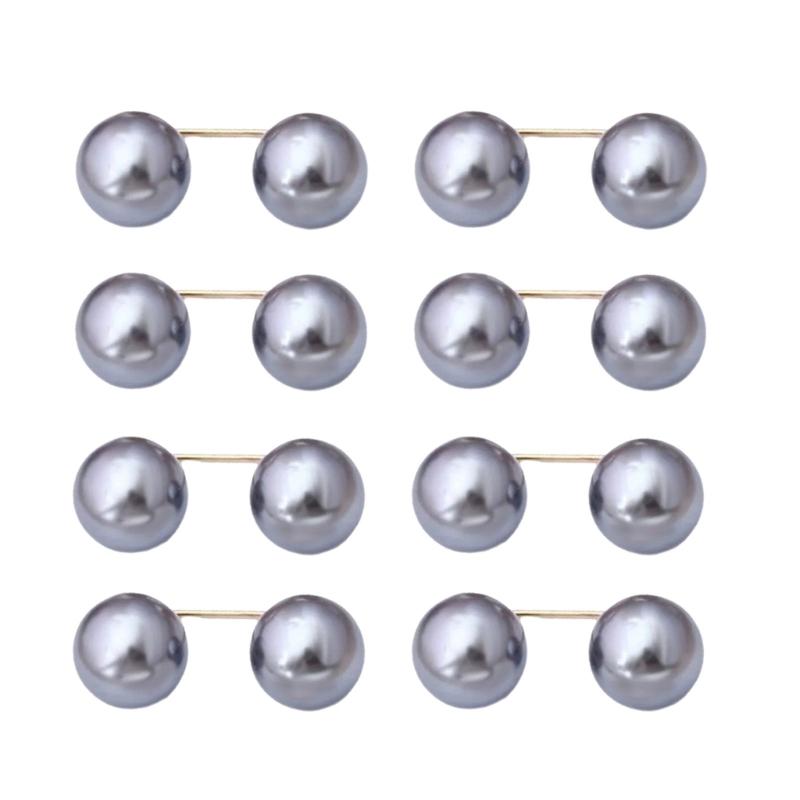 8Pcs Artificial Pearls Waist Button Tighteners Trousers Waistband Adjusters Clip for Dress Cardigan Shawl Safety Pin