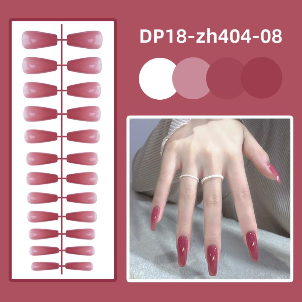 24 шт. Накладные ногти короткой трапециевидной формы с полным покрытием, съемные ногти для прессования, однотонные накладные ногти, женские