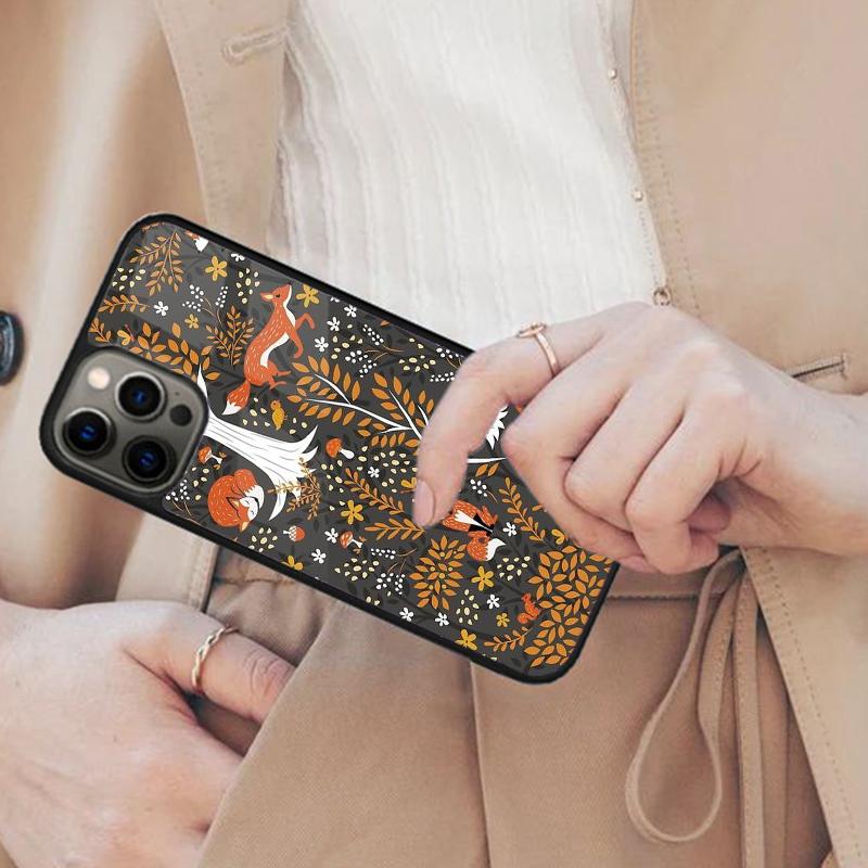 Осенние Листья Падающий Лис Тыква Магнитный Чехол для Телефона ДЛЯ APPLE iPhone 17 Air 16 14 13 12 Pro Max 15 Plus Беспроводной Чехол MagSafe