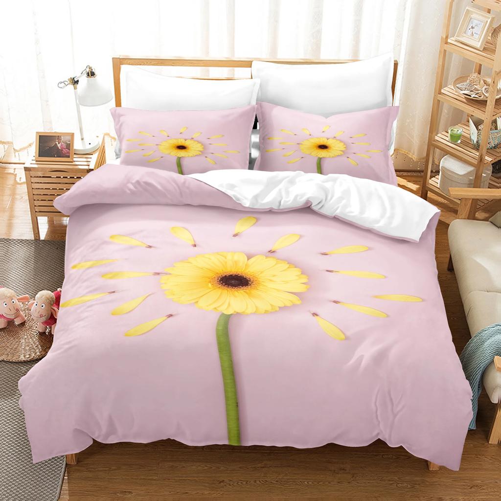Comforter Chrysanthemum Queen Size Bedding Set Stylish Decor Pastoral Comforter + S Blossom Soft Microfiber