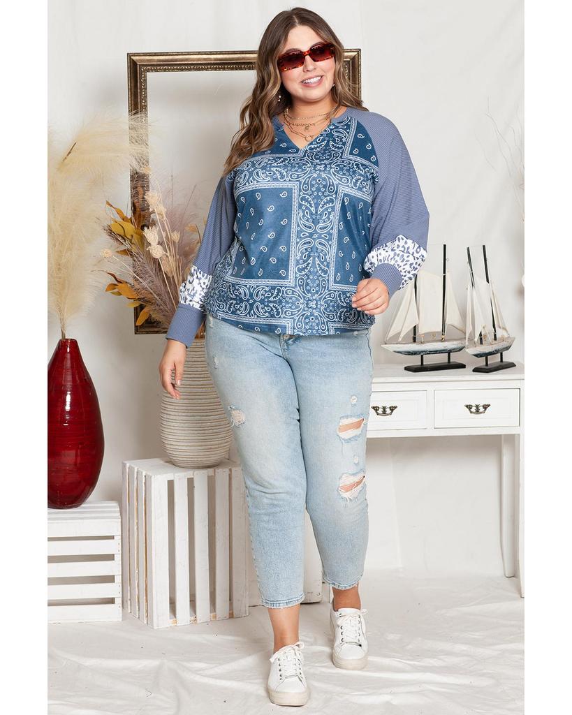 Azura Exchange Топ с разрезом на шее и леопардовым узором в стиле пэчворк