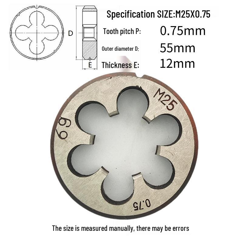 Круглая плашкодержатель M24-M26 x 0.5-3 мм, Прямое/Обратное, Правая/Левая резьба