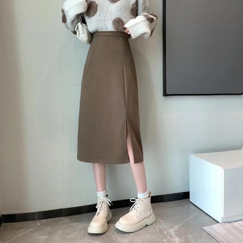 Черная юбка-миди А-силуэта с высокой талией, весна/лето 2023 г., размер плюс, облегающий крой