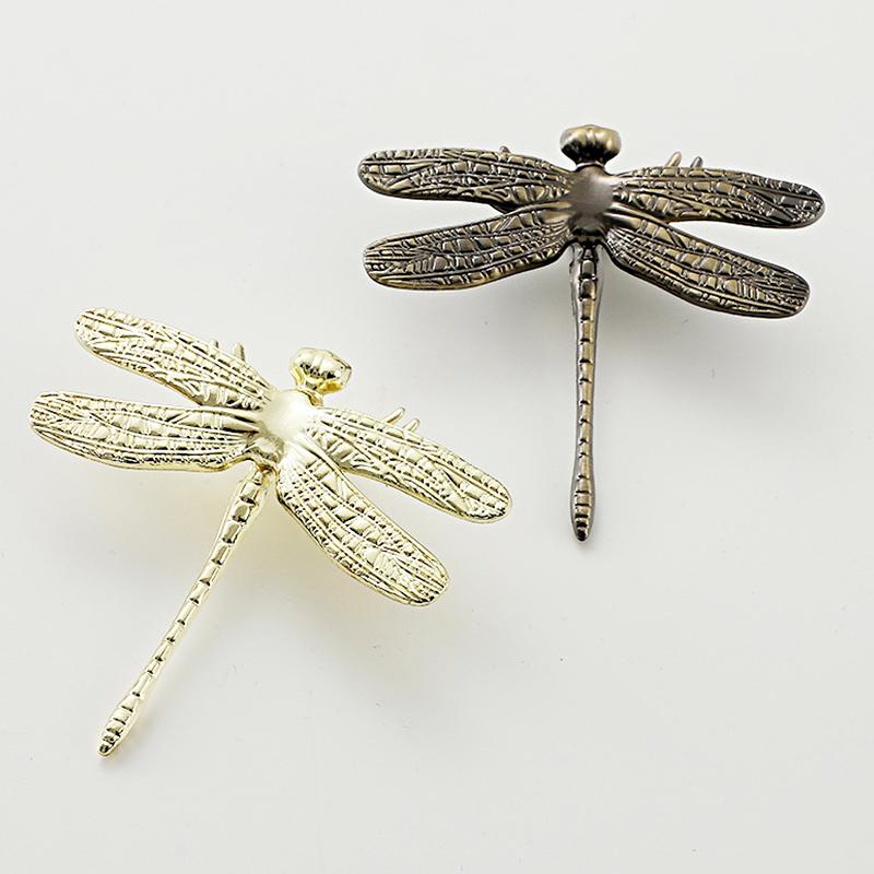 1Pc Metal Light Luxury Shake Hands French Household Items Simplicity Wardrobe Door Butterfly Dragonfly