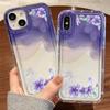 Purple Halo Dyeing Floral Case For Iphone 14 13 12 Mini Shockproof Cover For Iphone 11 Pro Max Transparent Soft Tpu Carcasa