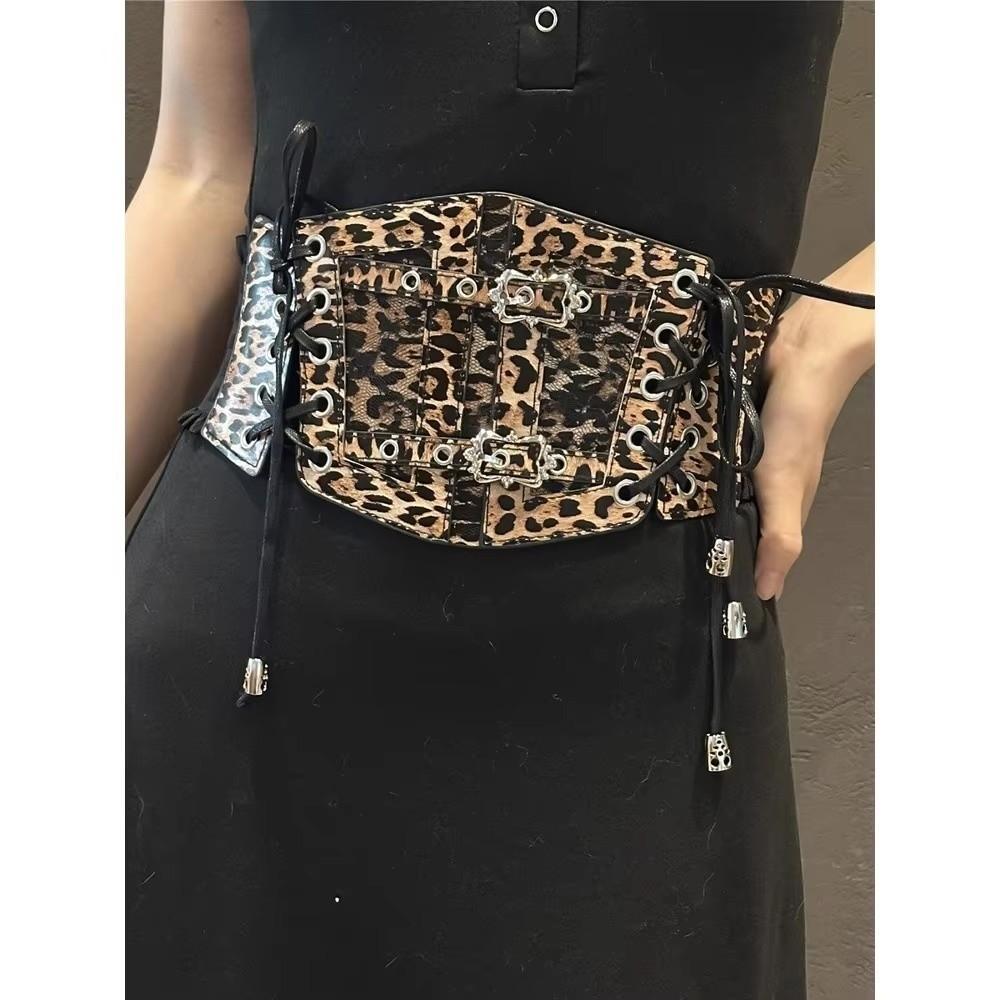 Leopard Print Waist Belt Decoration Wide Corset Belt Fashion Women Waistband for Dresses