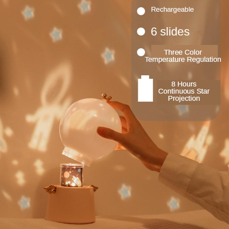 Проекционная лампа «Ангел-хранитель», зарядка через USB, музыкальная подсветка «Звездное небо», детский светодиодный цветной вращающийся ночник-шкатулка