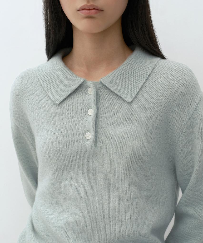 MUSINSA STANDARD WOMAN [Victoria Wool] Women'S Collared Knit [Mint Grey]