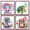 4pcs Full Embroidery Eco-cotton Thread 18CT Printed Animal Cross Stitch Artwork
