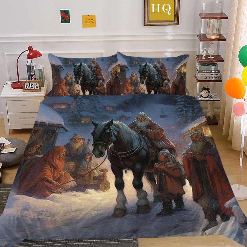 Christmas New Style Printed Full Size Bed Clothes Microfiber Highend Duvet Cover Children Bedroom Decor