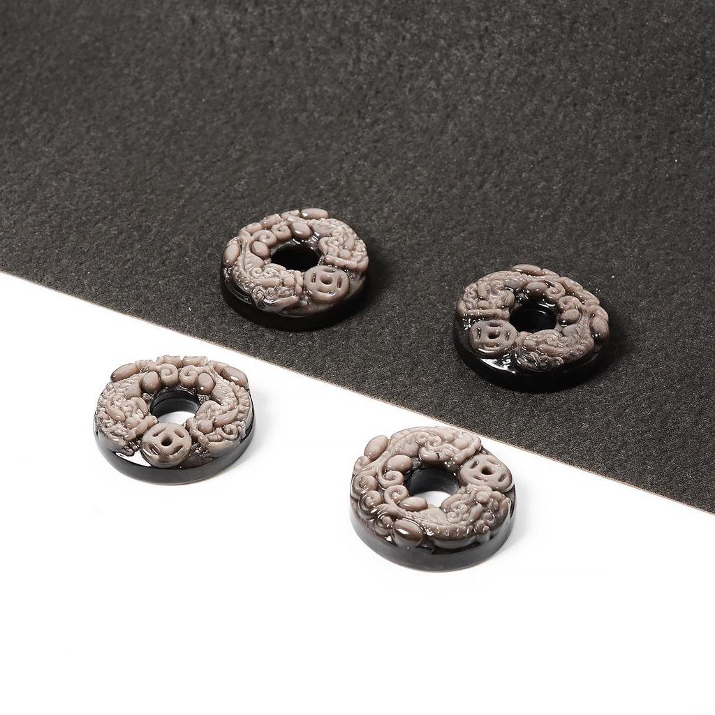 Натуральный Черный Обсидиан Пиксиу Застежка Безопасности Кулон Ожерелье для Мужчин и Женщин