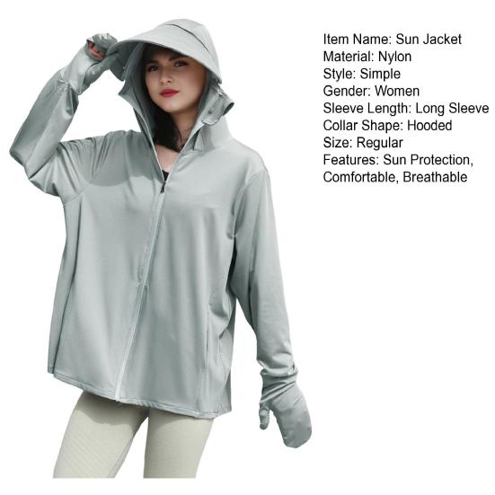 Женская толстовка с капюшоном и защитой от солнца UPF 50+, на молнии, с длинными рукавами и перчатками для пеших походов, велоспорта, альпинизма, активного отдыха