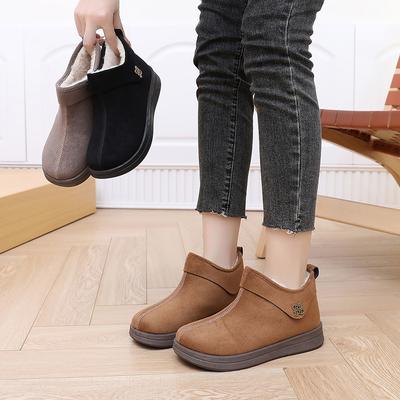 Женские ретро низкие ботильоны, хлопковая обувь, толстые и теплые зимние ботинки, тканевая обувь