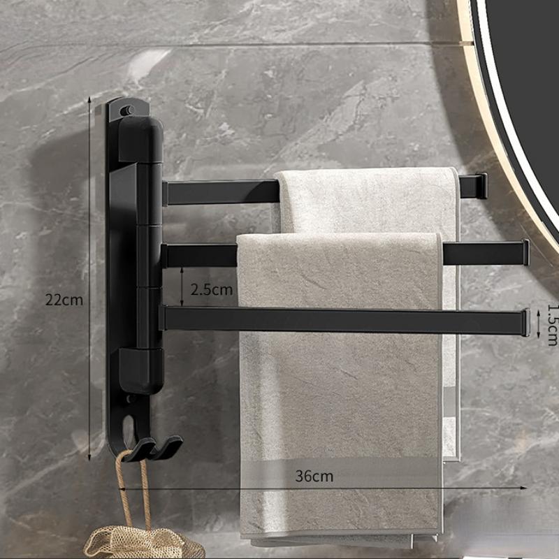 Вращающаяся вешалка для полотенец в ванной комнате, 36 см, 2/3/4 шт., бесплатная перфорация, многобарная сушилка, алюминиевый вешалка для полотенец, вешалка для ванной комнаты, вешалка для общежития, кухонная вешалка для полотенец