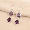 Натуральный Аметист Крючок Подарок Сестре Висячие Бохо Серьги из Стерлингового Серебра 925 пробы EE-142-2