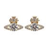 Vivienne Westwood Original Design Brass Crystal Earrings Women Earrings Gold 6201034M02R102SM-R102