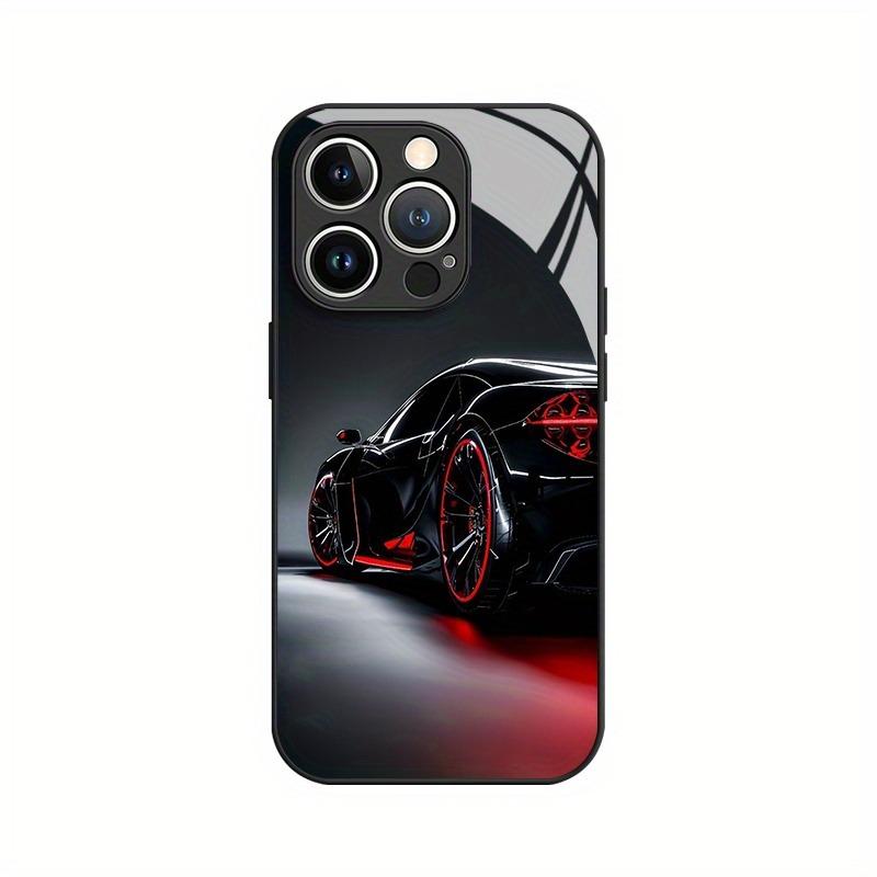 Черный Стильный Чехол для Телефона из Стекла с Рисунком Автомобиля для iPhone 17 Pro Max 11 12 13 14 15 16 Pro 16E 17Air 7 8 15 Plus XR XS X