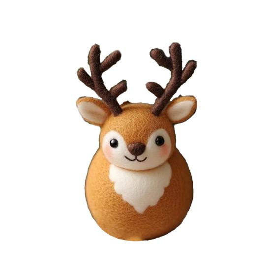 Мягкий Войлочный Олень Украшение Вышитые Глаза Веселый Помпон Нос Олень Рождество Ручная Работа Кукла Праздничный Декор