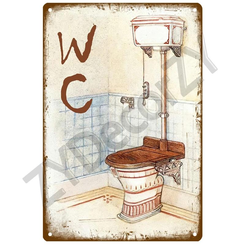Металлический плакат-знак "WC для леди" - Туалетная табличка - Идеально для KTV, бара, магазина BBQ, ванной комнаты - Винтажный фотодекор для дома, стены паба