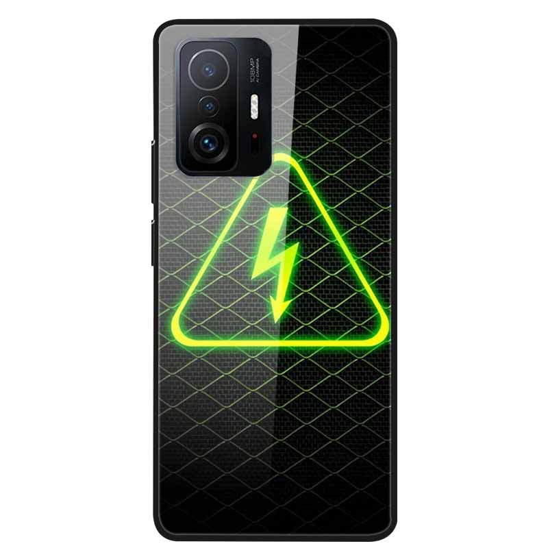 Для Xiaomi 11T Pro Стеклянный чехол Жесткий закаленный стеклянный ПК-чехол Чехол для телефона Для Xiaomi Mi 11T 11 T Pro Ударопрочный Мультяшный Funda Coque