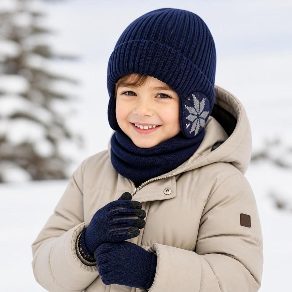 3Pcs Set Warm Winter Hat Scarf Gloves Set Fleece Lined Winter Accessories Set Children
