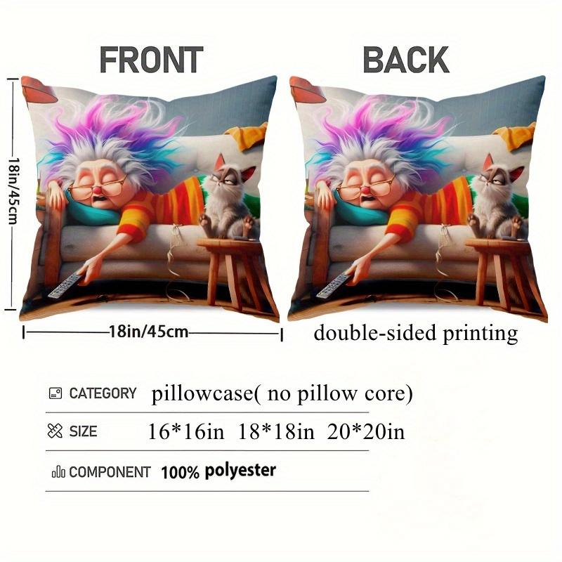 Grandma Vikama With Cat Funny Design Four-Season Pillow Covers Soft-To-The-Touch Cushion Covers Home Decor