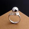 925 Silver Simple Ring For Women Fine Jewelry Finger Adjustable Open Vintage Big Ball Ring For Party Birthday Gift