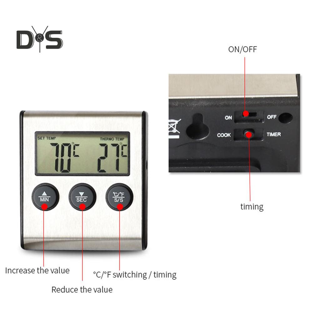 Kitchen Food Cook Baking Grilling Meat BBQ Timer Probe Digital Oven Thermometer