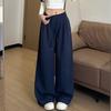 Темно-синие спортивные штаны женские новые весенне-осенние с низкой посадкой прямые свободные ленивые маленькие широкие штаны