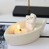 Подсвечник в форме лодки для ароматерапии с изображением кота, грелки для лапок, подсвечник для чайной свечи для дома, спальни, гостиной, декора