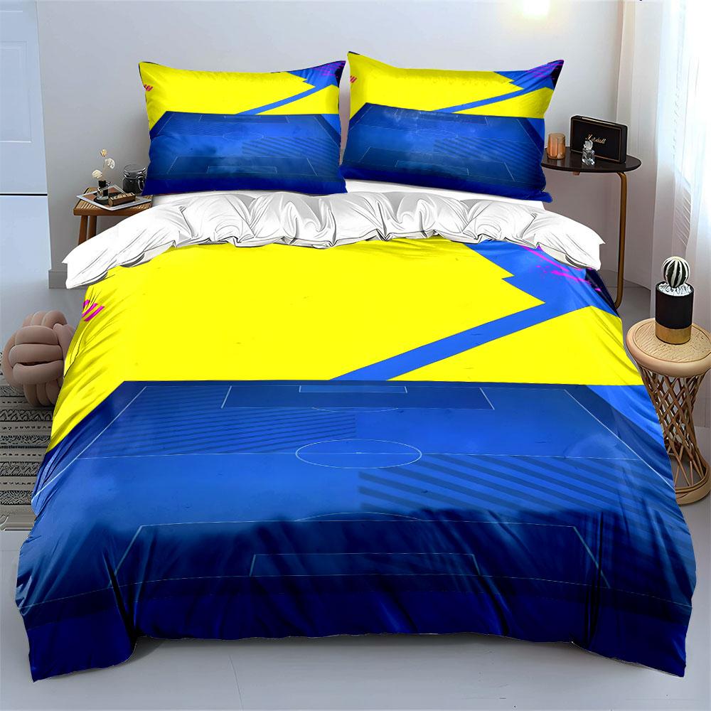 Yellow, blue, geometric design. Bedding sets Duvet cover sets Duvet covers Pillowcases(1 * Duvet Cover 2 * Pillowcases, without duvet insert)