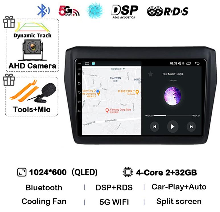 Android 14 Wireless Carplay&Auto Car Radio For Suzuki Swift 2017 2018 2019 Stereo Multimedia Navigation GPS Video Player 4G+WIFI