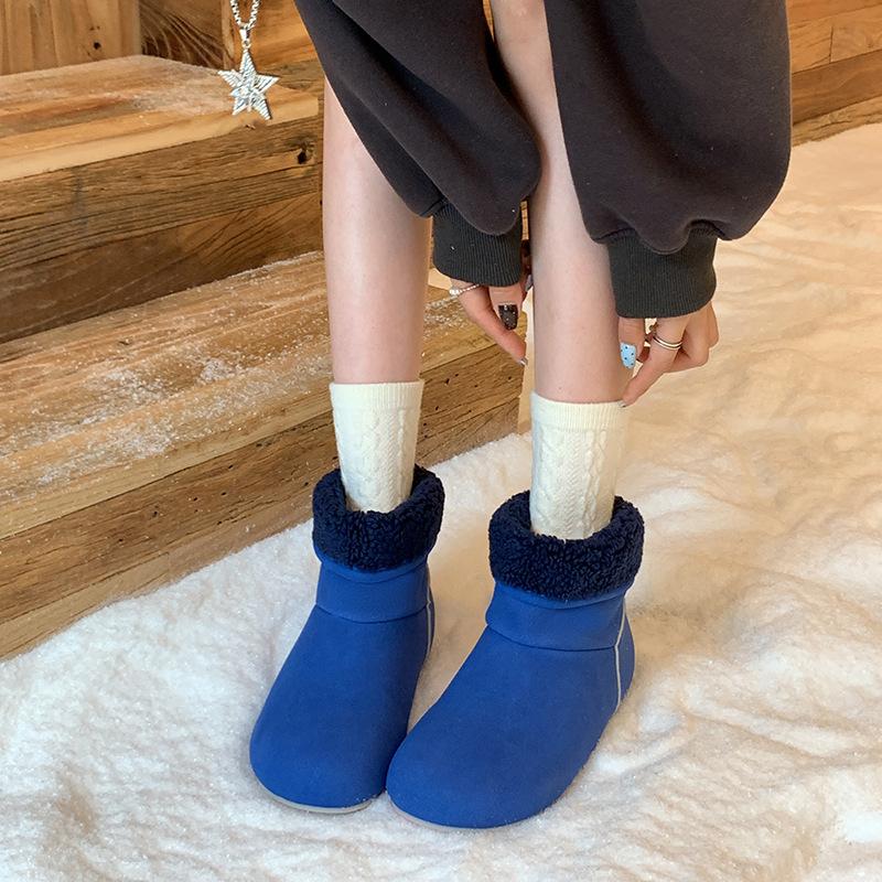 Suede round boots fashion short versatile winter snow boots short boots warm plush