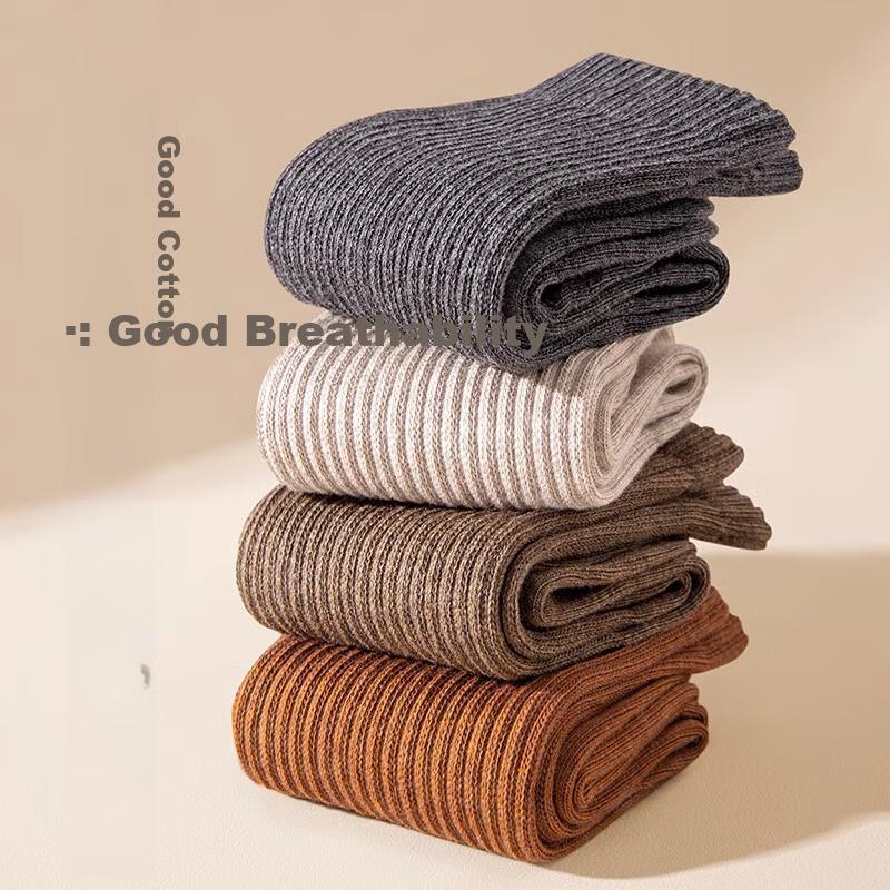 LangSha Men's Socks, Pure Cotton, Extra Long, Full Cotton, Spring And Summer, Sweat-Absorbing, Breathable, Casual Mid-Calf Socks