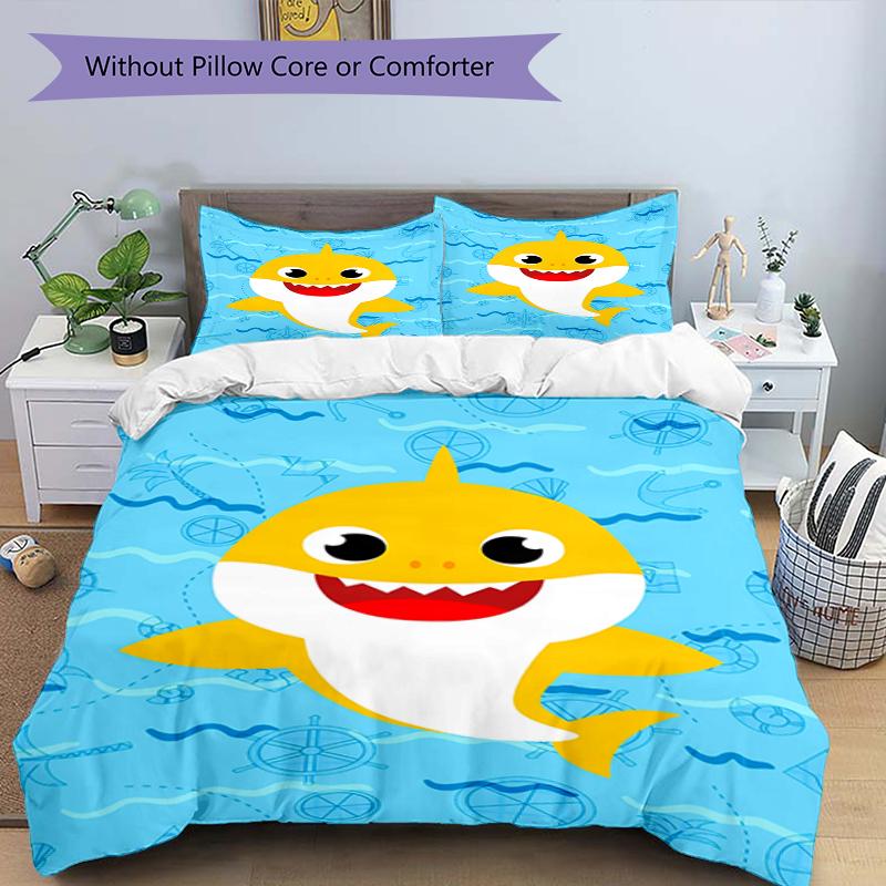 3pcs Shark Bedding Set Duvet Cover Closure Includes 1 Duvet Cover & 2 Pillowcases, Soft and Comfortable for All Seasons.