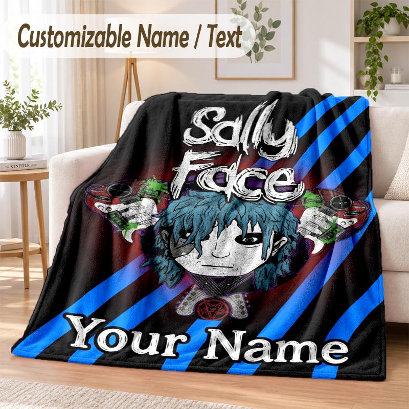 Sally Face Custom Name Flannel Throw Blanket Soft Warm for Sofa Bed Indoor Home Use