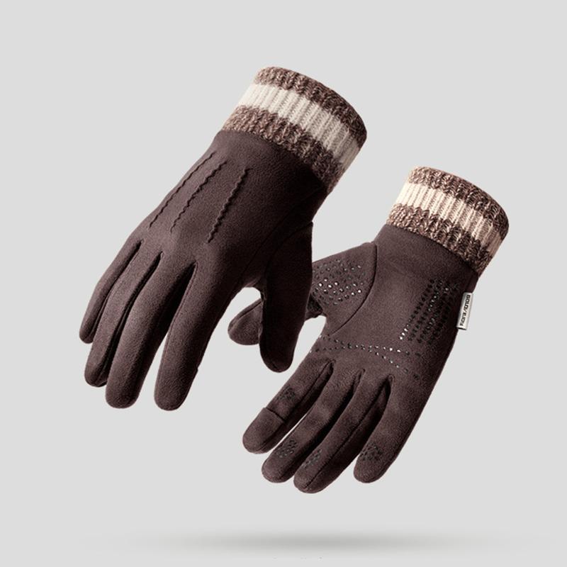 Зимние замшевые перчатки для улицы, для велоспорта, ветрозащитные, с откидными пальцами, сенсорные, мужские, зимние утолщенные перчатки для вождения