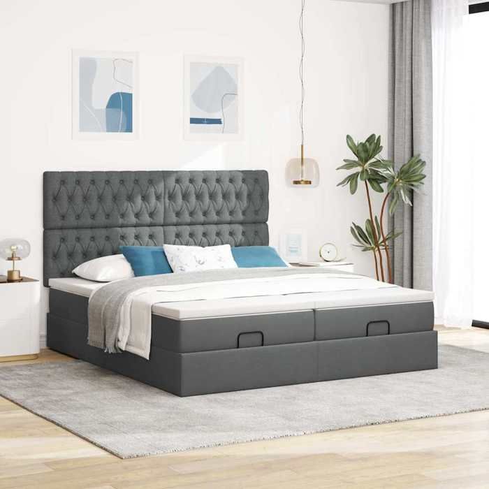 Maison Exclusive - Cadre de lit ottoman avec matelas gris foncé 200x200cm tissu