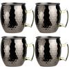 4Pcs Creative Stainless Steel Hammered Point Cocktail Mug Non-Slip with Gold Handle Drum Mug for Home and Bar Drinking Mule Mugs