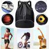 Drawstring Gym Bag Soccer Basketball Organizer with Separate Shoe Compartment Large Capacity Waterproof Design Drawstring Backpack